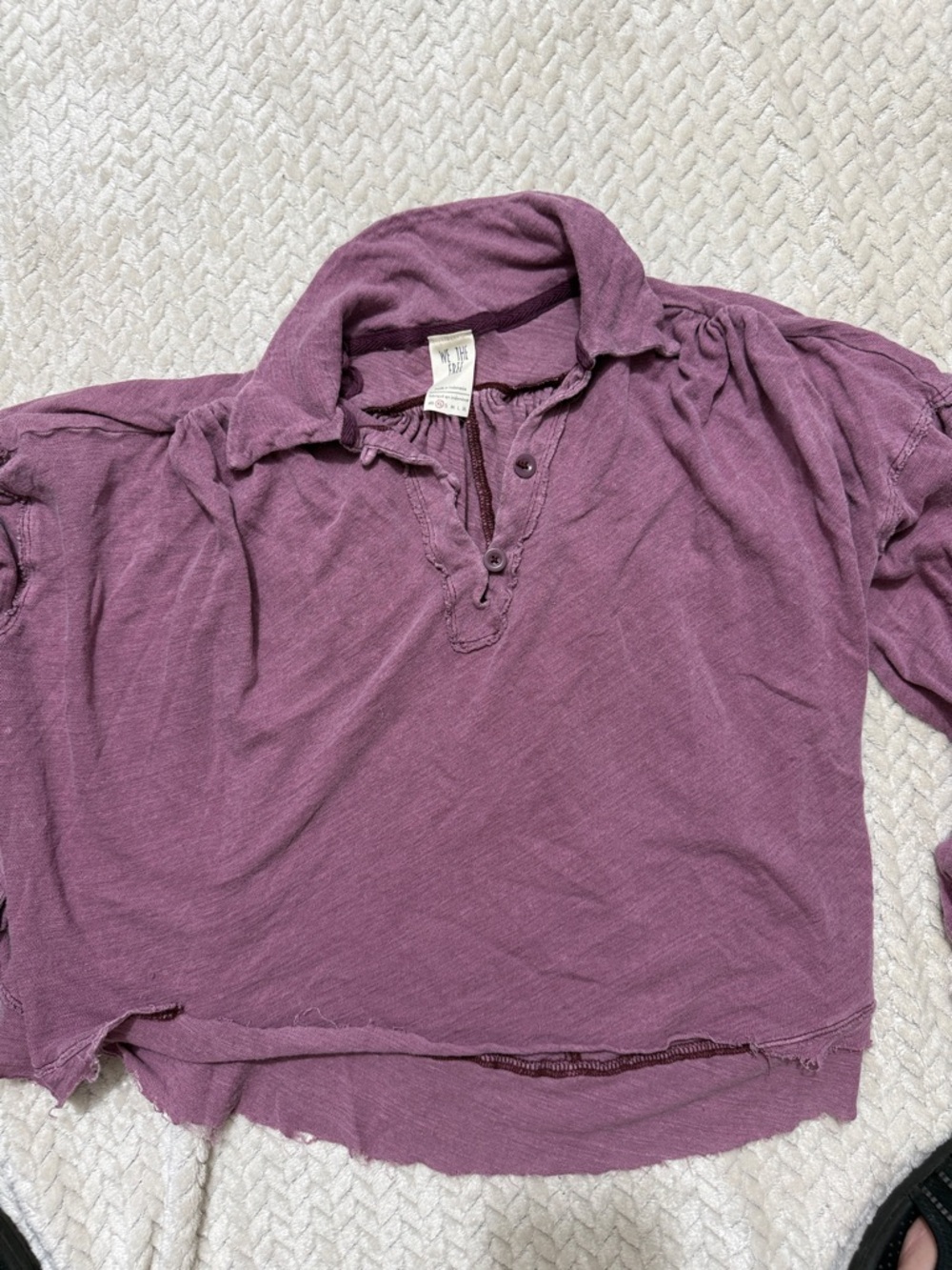 We The Free Dusty Plum Buttoned Polo Top - Picture 3 of 4